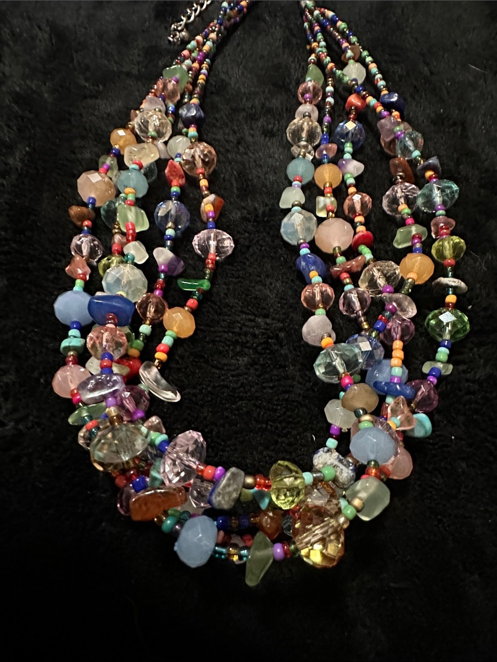 Multicolor Beaded Statement Necklace UNBRANDED 5 UNIQUE STRANDS Adjusts Length